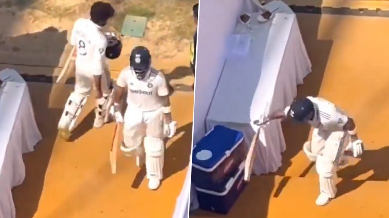 Virat Kohli Hits Ice Box With Bat in Anger After Being Dismissed by Mitchell Santner During IND vs NZ 2nd Test 2024, Video Goes Viral