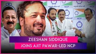 Zeeshan Siddique Joins Ajit Pawar-Led NCP; Baba Siddique’s Son To Contest From Bandra East Constituency in Maharashtra Assembly Elections