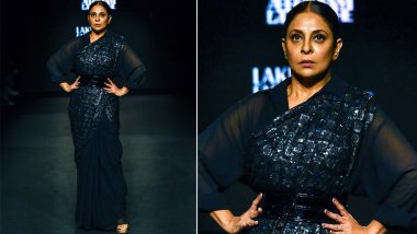 FDCI Lakme Fashion Week 2024: Shefali Shah Dazzles in All-Black Sari Made From Bin Bags and X-Rays Sheets (View Pic)