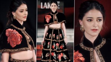 FDCI Lakme Fashion Week 2024: Ananya Panday Dazzles as Showstopper in Rohit Bal's Stunning Rose-Embroidered Ensemble (Watch Video)