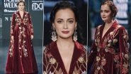 FDCI Lakme Fashion Week 2024: Dia Mirza Dazzles on Day 4 in Samant Chauhan&rsquo;s &lsquo;Ethereal Bloom&rsquo; Bridal Collection (Watch Video)