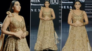 FDCI Lakme Fashion Week 2024: Karisma Kapoor Dazzles in Ethnic Outfit by Designer Duo Ritika and Prerna (Watch Video)