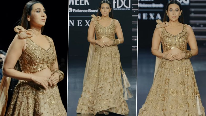 FDCI Lakme Fashion Week 2024: Karisma Kapoor Dazzles as Showstopper in Ritika and Prerna's Ethnic Debut