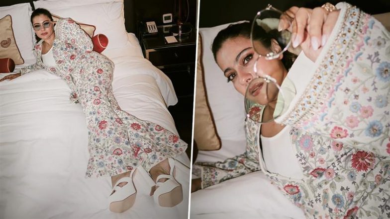 Kajol Exudes Boss Lady Vibes in Stunning Embroidered Pantsuit While Promoting ‘Do Patti’ in Jaipur (View Pics)