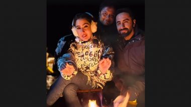 Sara Ali Khan Shares BTS Photos From Action-Comedy Shoot in Manali With Co-Star Ayushmann Khurrana and Director Aakash Kaushik (View Pic)