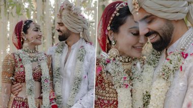 ‘Qubool Hai’ Star Surbhi Jyoti Dazzles in Red Lehenga As She Marries Sumit Suri in Uttarakhand (View Pics)