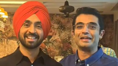 Diljit Dosanjh Dazzles in All-Black Outfit and Red Turban During Visit to Jaiveer Shergill’s Residence; BJP National Spokesperson Says, ‘Punjabi Aagayi Oyeee’ (Watch Video)