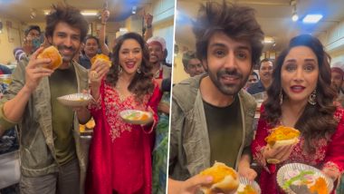 Kartik Aaryan and Madhuri Dixit Enjoy Vada Pav in Pune While Promoting ‘Bhool Bhulaiyaa 3’; Say ‘Yeh Diwali Bhool Bhulaiyaa Waali’ (Watch Video)