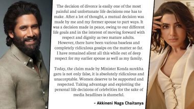 Naga Chaitanya Breaks Silence on His Divorce from Samantha Ruth Prabhu Following Controversial Remarks by Telangana Minister Konda Surekha (View Post)