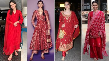 Karwa Chauth 2024 Outfit Inspo: Ananya Panday, Alia Bhatt's Traditional Red Suits That You Can Wear On this Auspicious Day (View Pics)