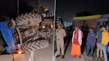 Mirzapur Road Accident: 10 Labourers Killed, 3 Others Injured After Truck Collides With Tractor Trolley on GT Road in Uttar Pradesh (Watch Videos)