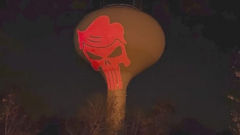 US: Man Projects Donald Trump ‘Punisher Skull’ on Water Tower in Massachusetts, Video Surfaces