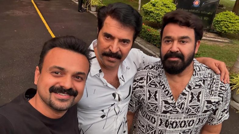 A ‘Harikrishnans’ Reunion! Mammootty, Mohanlal and Kunchacko Boban Come Together for This Viral Selfie! (View Pic)