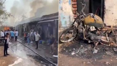 Navsari Fire: Blaze Erupts at Transport Warehouse in Gujarat’s Bilimora, Video Surfaces