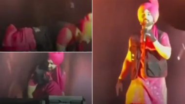 ‘Dil-Luminati Concert’: Diljit Dosanjh Falls on Stage While Performing ‘Patiala Peg’ in Ahmedabad, Fans Reminisce About His 2013 Stage Slip (Watch Videos)