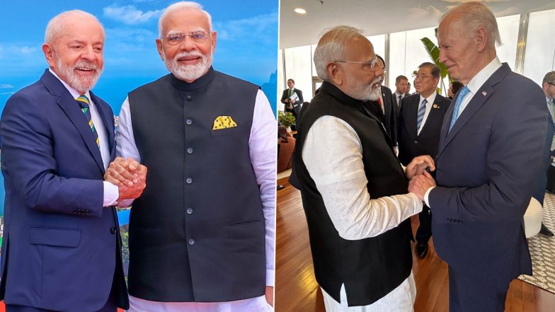 G20 Summit 2024: PM Narendra Modi Interacts With US President Joe Biden, Brazil's Lula da Silva and Other World Leaders in Rio de Janeiro (See Pics)