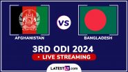 Afghanistan vs Bangladesh Free Live Streaming Online, 3rd ODI 2024: How To Watch AFG vs BAN Cricket Match Live Telecast on TV?