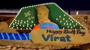 Virat Kohli Birthday Special: Sudarsan Pattnaik Creates Five-Feet High Sand Sculpture To Celebrate Indian Cricketer&rsquo;s Birthday As He Turns 36 (See Pic and Video)