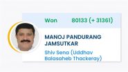 Byculla Assembly Election Results 2024: Manoj Pandurang Jamsutkar of Shiv Sena (Uddhav Balasaheb Thackeray) Wins, Defeats Yamini Jadhav by 31,361 Votes