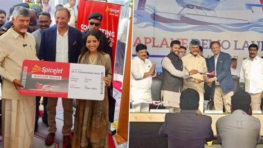 Spicejet Launches Seaplane Operations: Andhra Pradesh CM Chandrababu Naidu Unveils Seaplane Services for Beleaguered Airline, Operations Likely To Start in 2025 (See Pics)