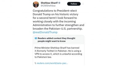 Has Shehbaz Sharif Broken Pakistan Govt's Rule? Pak PM Allegedly Uses VPN to Congratulate US President-Elect Donald Trump on X