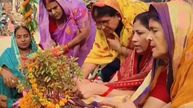 Tulsi Vivah 2024: Devotees Celebrate Festival at Balua Ghat in Uttar Pradesh’s Prayagraj, Marking Sacred Union of Lord Vishnu, Vrinda (Watch Video)