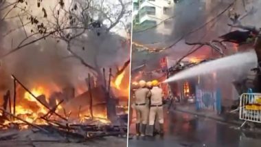 Kolkata Fire: Several Shops Gutted in Massive Blaze at Sandhya Bazar, 6 Fire Tenders Deployed (Watch Video)