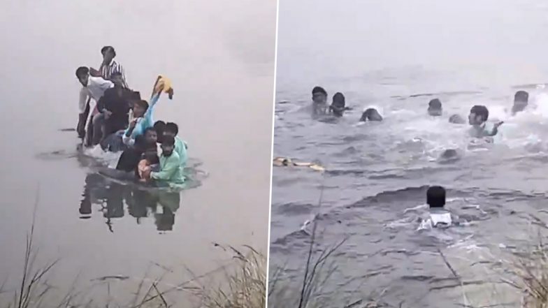 Bihar Boat Capsize: 2 Dead, 8 Rescued As Overloaded Boat Sinks During Chhath Puja in Chhapra (Watch Video)