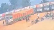 Moradabad: 1 Injured As Truck Driver Deliberately Runs Over 4 People After Dispute in Uttar Pradesh, CCTV Footage Surfaces