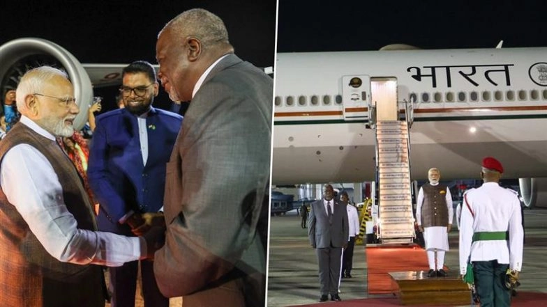 PM Narendra Modi Thanks Guyana President Mohamed Irfaan Ali and Leaders for Warm Welcome, Says ‘Humbled To Receive Key to the City of Georgetown’ (Watch Video and Pics)