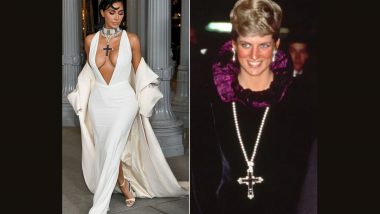 Kim Kardashian Wears Princess Diana’s Iconic Attallah Cross Necklace With Plunging White Gucci Gown at Los Angeles Film Gala, See Pictures