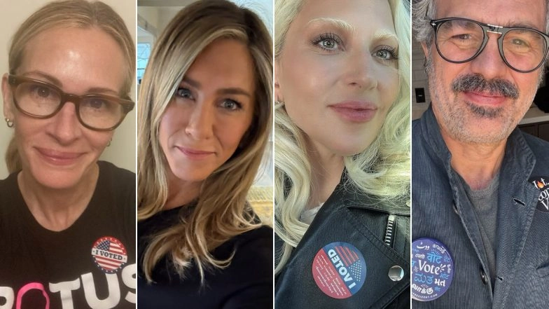 US Elections 2024: Julia Roberts, Jennifer Aniston, Lady Gaga, Mark Ruffalo and Other Hollywood Celebs Show Off Their &lsquo;I Voted&rsquo; Stickers, As They Urge People To Vote