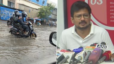 Chennai Rains: Heavy Rainfall Causes Waterlogging in Some Parts, Tamil Nadu Deputy CM Udhayanidhi Stalin Monitoring Situation as IMD Predicts More Downpour (Watch Videos)