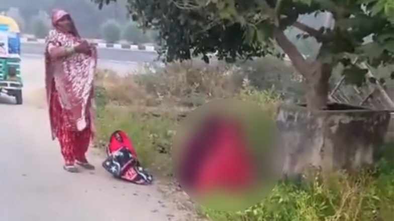 Agra Shocker: Woman Delivers Baby on Roadside After Being Denied Admission at CHC in Uttar Pradesh, Video Surfaces