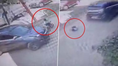 Betul: Child on Bicycle Miraculously Survives After Being Run Over by Car in Madhya Pradesh, Video Goes Viral