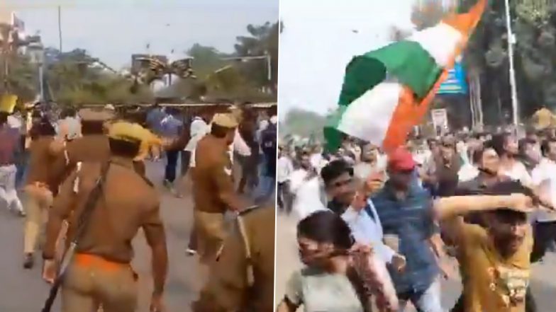 SP Chief Akhilesh Yadav Slams BJP After Police Lathi Charge on UPPSC Aspirants Protesting Against PCS and RO/ARO Exam Format in Prayagraj (Watch Videos)