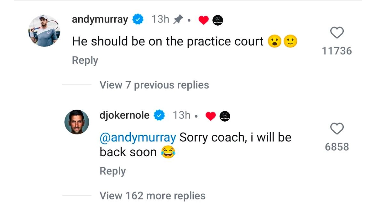 Screengrab of Novak Djokovic's Instagram Post