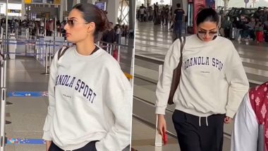 Athiya Shetty Makes First Public Appearance After Pregnancy Announcement With Hubby KL Rahul, Sports Comfy Sweatshirt and Trackpants (Watch Video)