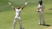 Yashasvi Jaiswal Smashes Six With A Ramp Shot To Complete His Century During IND vs AUS 1st Test 2024 (Watch Video)