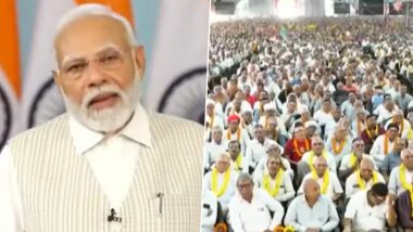 PM Narendra Modi Participates in 200th Anniversary Celebrations of Shree Swaminarayan Mandir in Gujarat’s Vadtal (Watch Video)