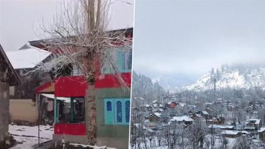 Snowfall in Jammu and Kashmir Photos and Videos: Gulmarg, Gurez Turn Into Winter Wonderland After Fresh Snowfall