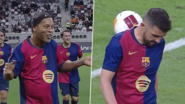 Barcelona Legends 2-2 Real Madrid Legends: Juan Pablo Sorin, Ronaldinho and Luis Figo Score in Entertaining Legends of El Clasico Clash (Watch Highlights)