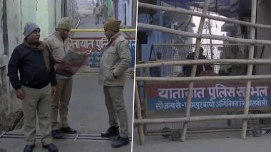 Sambhal: Heavy Police Force Deployed Ahead of Friday Prayers at Shahi Jama Masjid After Stone Pelting Incident Over Mosque Survey (Watch Video)