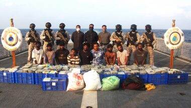 Indian Navy Drug Haul: 2 Sri Lankan-Flagged Vessels Successfully Intercepted by Indian Navy in Arabian Sea, 500 kg Narcotics Recovered