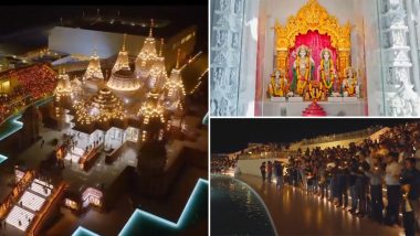 Diwali 2024 Celebration in Abu Dhabi: Over 100 Gather for Vibrant Festivities and Rangoli Displays at BAPS Hindu Mandir on November 1 (Watch Video)