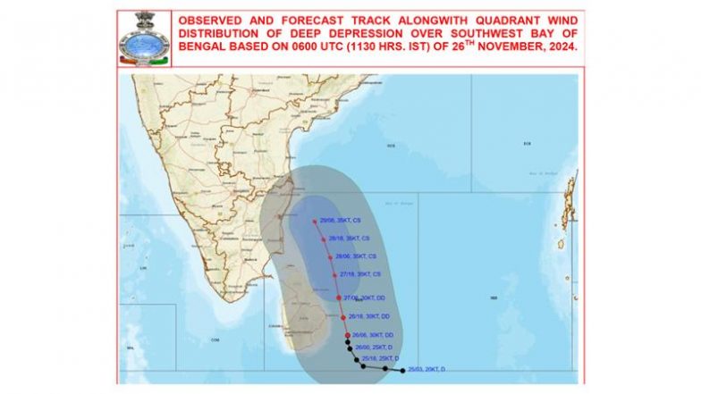 Cyclone Fengal Live Tracker Map on Windy: Tamil Nadu on High Alert As Cyclonic Storm Likely To Form Over Bay of Bengal, Check Real-Time Status