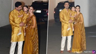 Alia Bhatt, Ranbir Kapoor and Daughter Raha Kapoor Celebrate Diwali in Style at Their New House in Mumbai (Watch Video)