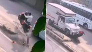 'Not the Shooting of Rohit Shetty's Film!' Scooter Rider Lands on Moving Truck's Hood After Hitting Divider, Miraculously Escapes Death, Video Goes Viral