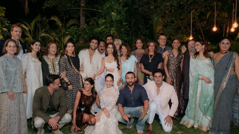 Aadar Jain and Alekha Advani Roka Ceremony: Ranbir Kapoor, Kareena Kapoor Khan and Karisma Kapoor Perform Aarti To Bless the Newly Engaged Couple (View Pics)