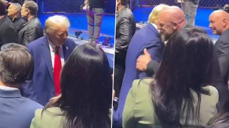 US President-Elect Donald Trump Greeted By WWE COO Triple H During UFC 309 At Madison Square Garden (Watch Video)